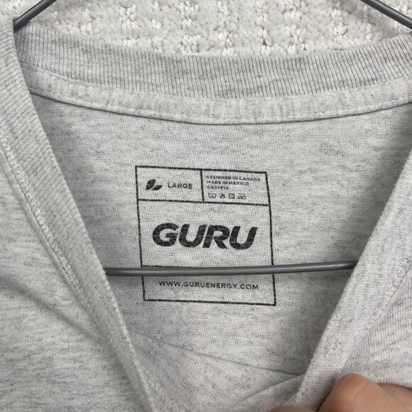 Guru Energy Long Sleeve Promo T-Shirt Men’s Sz L Gray Red Graphic Advertising - Picture 9 of 14
